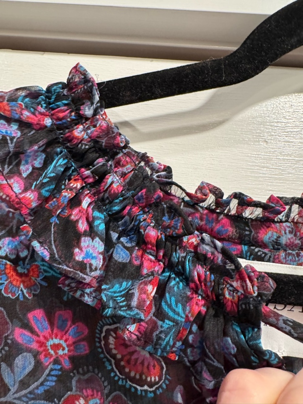Misa‎ Los Angeles Virginie Maxi Dress Electric Ditsy Boho Party Sheer Feminine - Picture 15 of 15